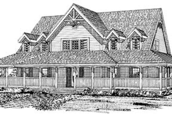 Exterior - Front Elevation for Country House Plan #47-369 - 3 bed, 2.5 bath