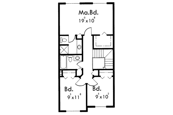 Floor Plan - Upper Floor for Traditional House Plan #303-460 - 3 bed, 2.5 bath