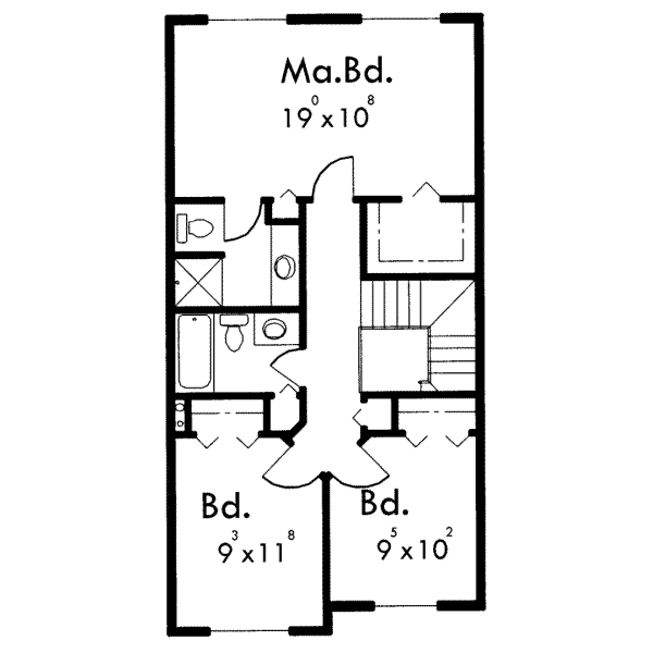 Floor Plan - Upper Floor for Traditional House Plan #303-460 - 3 bed, 2.5 bath