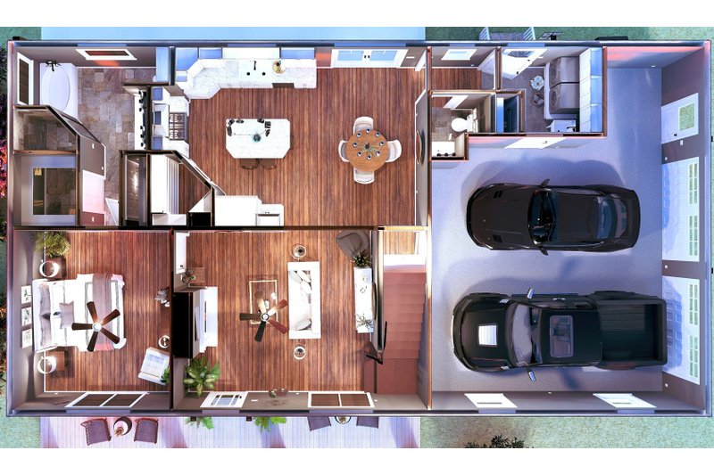 Architectural House Design - Floor Plan - Main Floor 1 for Bungalow House Plan #44-197 - 3 bed, 2.5 bath