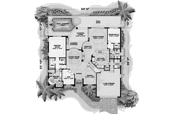 Floor Plan - Main Floor for European House Plan #27-297 - 3 bed, 3 bath