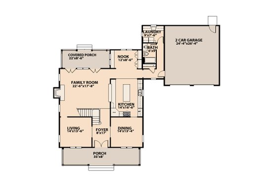 Floor Plan - Main Floor for Traditional House Plan #515-15 - 4 bed, 3 bath