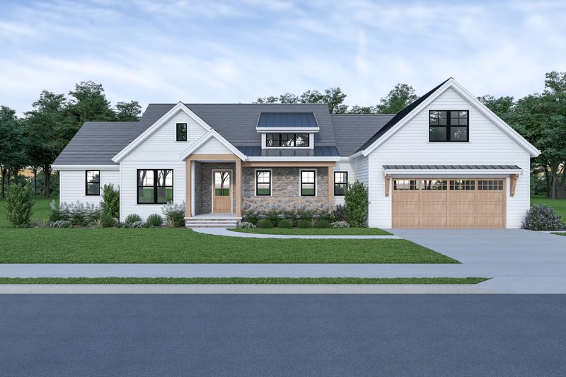 House Blueprint - Farmhouse Exterior - Front Elevation Plan #1070-91
