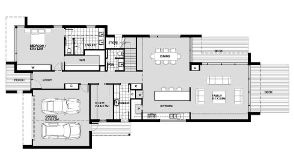 Modern Floor Plan - Main Floor Plan #496-26