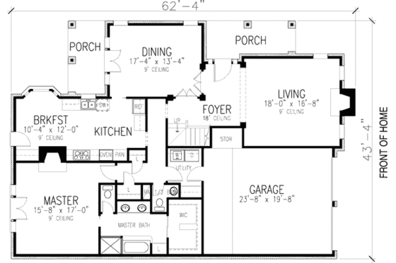 Floor Plan - Main Floor for European House Plan #410-369 - 2 bed, 3.5 bath
