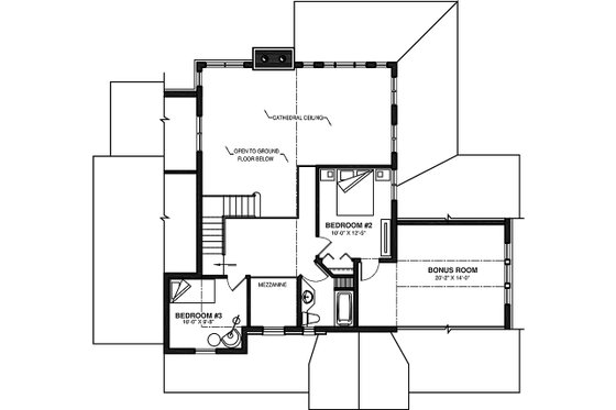 Floor Plan - Upper Floor for Traditional House Plan #23-250 - 2 bed, 2.5 bath