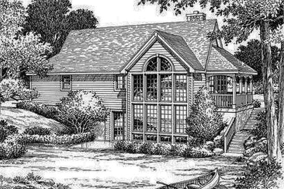 Exterior - Rear Elevation for Traditional House Plan #57-185 - 2 bed, 2 bath