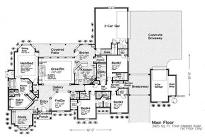 Floor Plan - Main Floor for European House Plan #310-230 - 4 bed, 4.5 bath