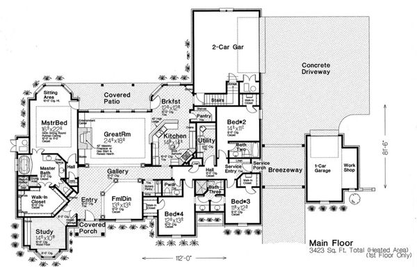 Architectural House Design - European Floor Plan - Main Floor Plan #310-230