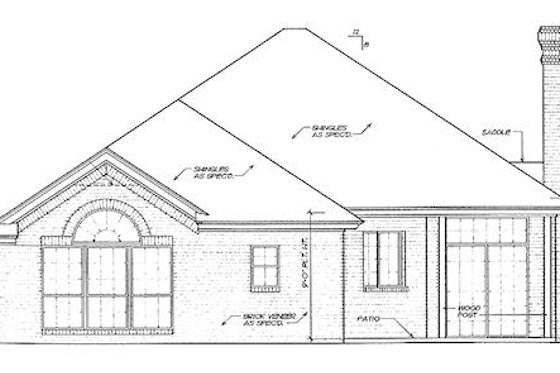Exterior - Rear Elevation for Traditional House Plan #310-139 - 3 bed, 2 bath