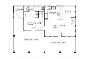 Floor Plan - Main Floor for Bungalow House Plan #515-53 - 1 bed, 1 bath