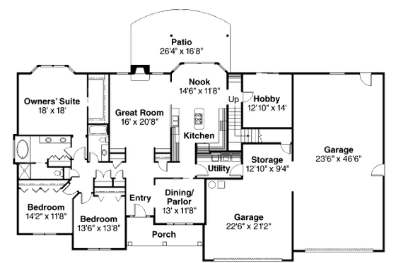 Floor Plan - Main Floor for Country House Plan #124-667 - 3 bed, 3 bath