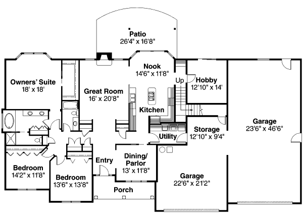 Dream House Plan - Country Floor Plan - Main Floor Plan #124-667