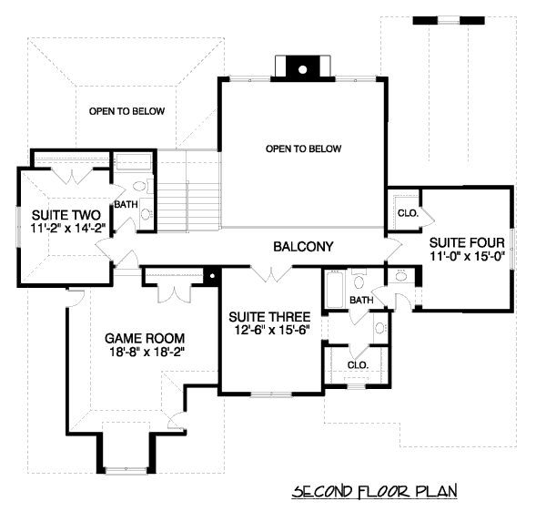 European Floor Plan - Upper Floor Plan #413-855