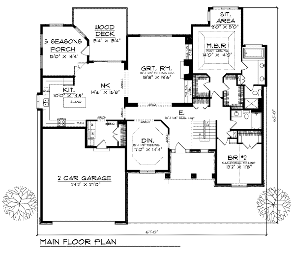 Home Plan - Traditional Floor Plan - Main Floor Plan #70-336