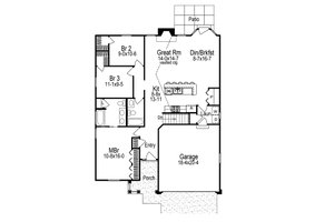 Floor Plan - Main Floor for Craftsman House Plan #57-671 - 3 bed, 2 bath