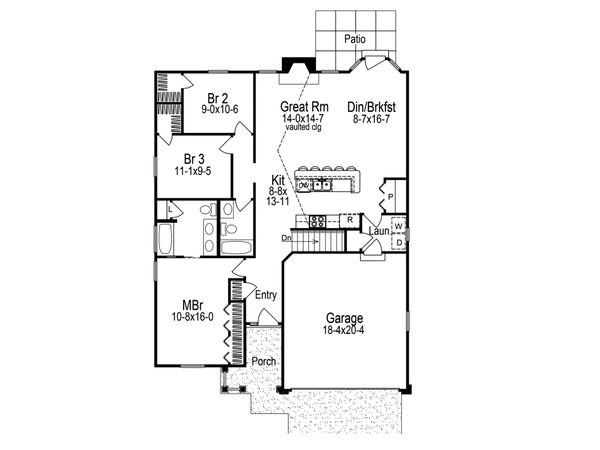 Architectural House Design - Craftsman Floor Plan - Main Floor Plan #57-671