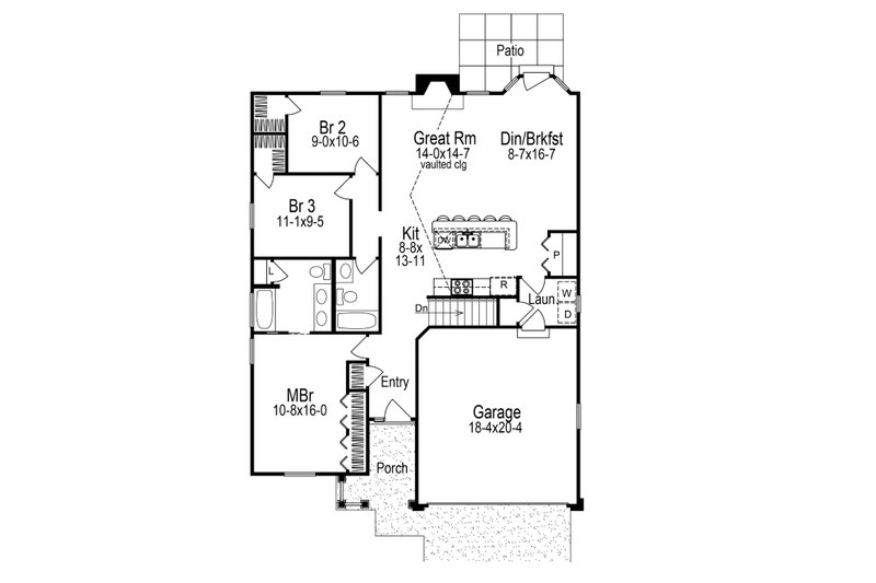 Home Plan - Floor Plan - Main Floor for Craftsman House Plan #57-671 - 3 bed, 2 bath