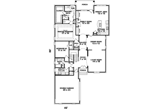 Floor Plan - Main Floor for European House Plan #81-595 - 4 bed, 3 bath