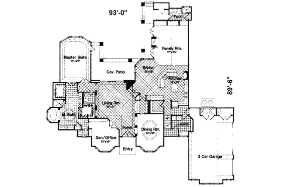Floor Plan - Main Floor for European House Plan #135-114 - 4 bed, 4.5 bath