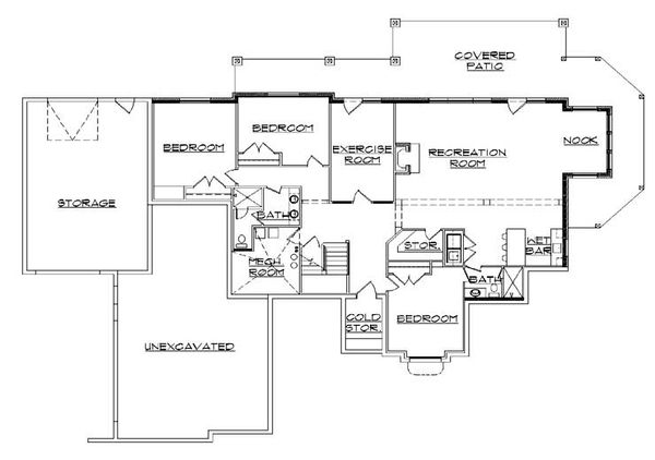 Architectural House Design - European Floor Plan - Lower Floor Plan #5-365