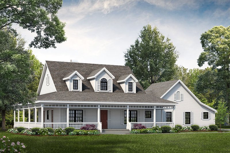 House Blueprint - Farmhouse Exterior - Front Elevation Plan #72-132