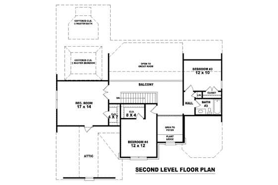 Floor Plan - Upper Floor for European House Plan #81-969 - 4 bed, 3 bath
