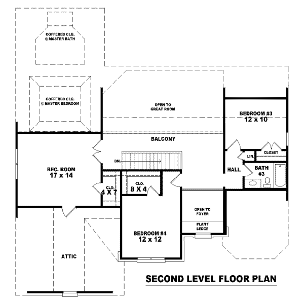 Floor Plan - Upper Floor for European House Plan #81-969 - 4 bed, 3 bath