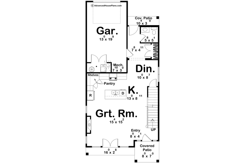 Architectural House Design - Floor Plan - Main Floor for Traditional House Plan #455-435 - 3 bed, 2.5 bath