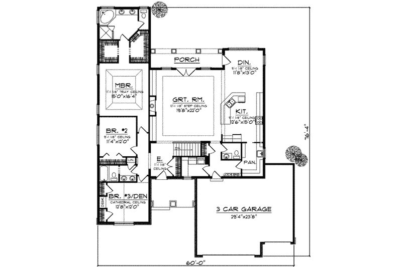 Home Plan - Floor Plan - Main Floor for Traditional House Plan #70-728 - 3 bed, 2.5 bath