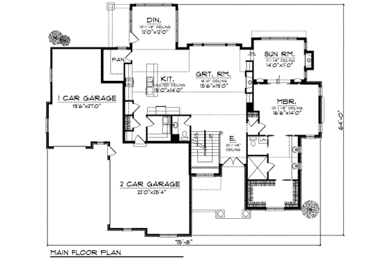 Floor Plan - Main Floor for European House Plan #70-720 - 3 bed, 2.5 bath