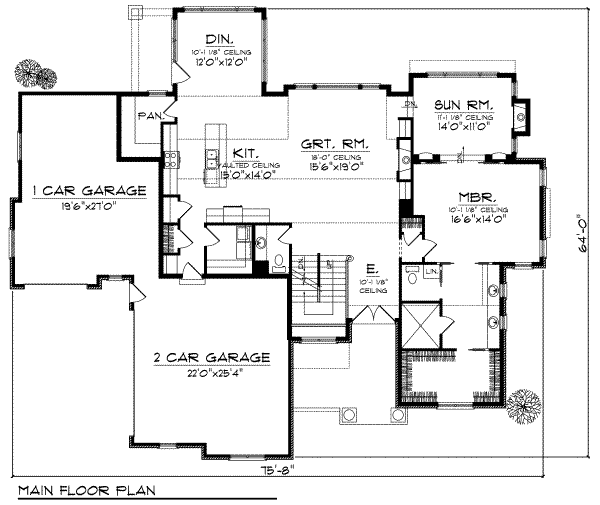 Home Plan - European Floor Plan - Main Floor Plan #70-720