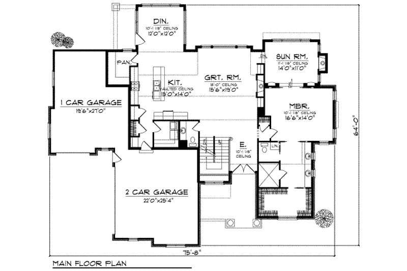Home Plan - Floor Plan - Main Floor for European House Plan #70-720 - 3 bed, 2.5 bath