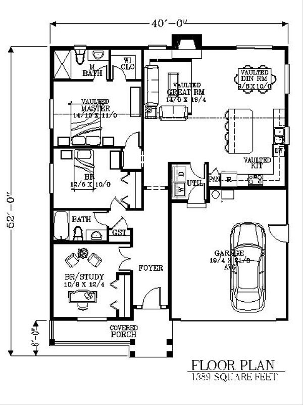 Bungalow Floor Plan - Main Floor Plan #53-435
