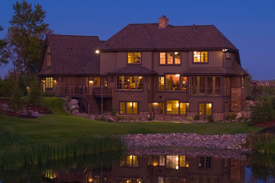 European style home, rear elevation