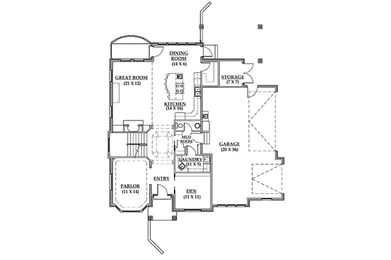 Floor Plan - Main Floor for Traditional House Plan #5-186 - 6 bed, 3.5 bath