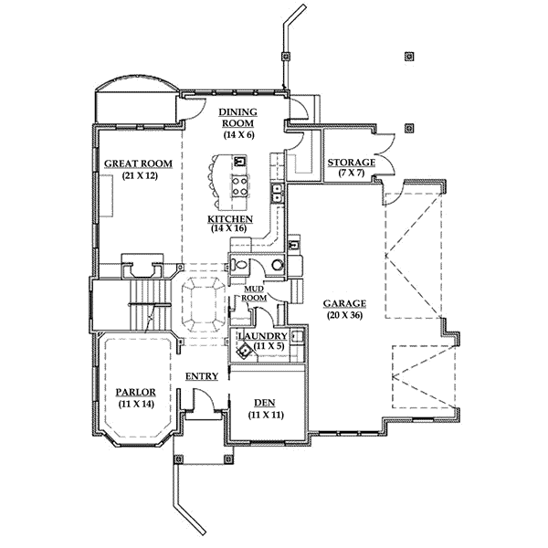 Home Plan - Traditional Floor Plan - Main Floor Plan #5-186
