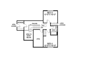 Floor Plan - Upper Floor for Traditional House Plan #60-168 - 3 bed, 2.5 bath