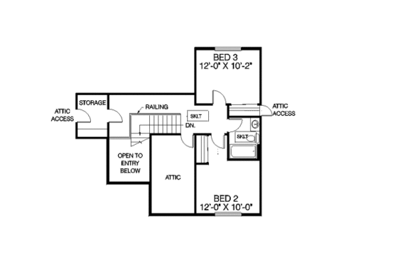 Floor Plan - Upper Floor for Traditional House Plan #60-168 - 3 bed, 2.5 bath