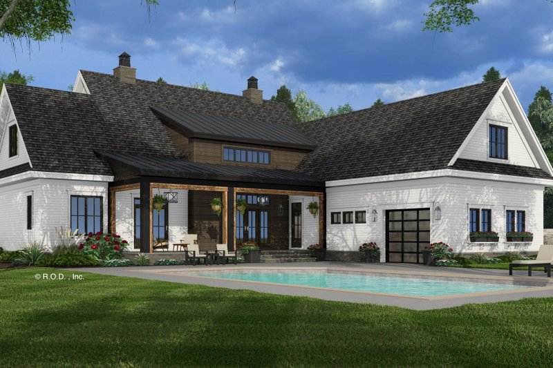 Dream House Plan - Exterior - Rear Elevation 2 for Farmhouse House Plan #51-1255 - 5 bed, 4.5 bath