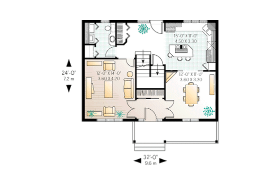 Floor Plan - Main Floor for Country House Plan #23-224 - 3 bed, 2.5 bath