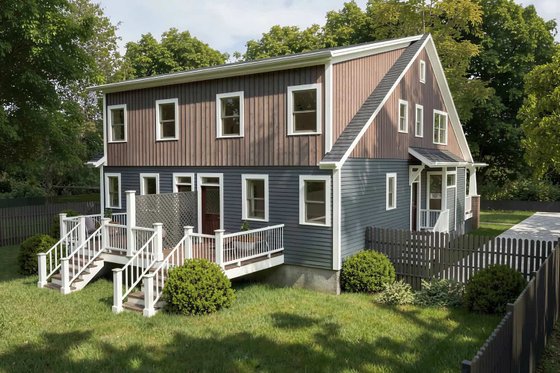 Exterior - Rear Elevation for Bungalow House Plan #79-249 - 3 bed, 3 bath