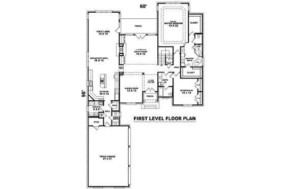 Floor Plan - Main Floor for European House Plan #81-1319 - 4 bed, 3.5 bath