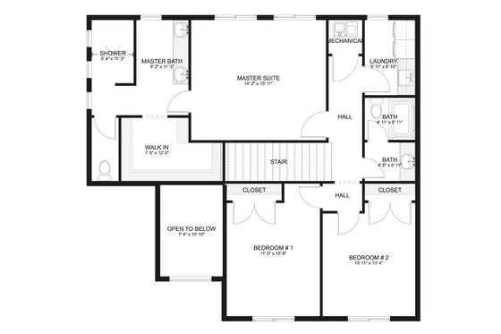Floor Plan - Upper Floor for Craftsman House Plan #1060-65 - 3 bed, 2.5 bath