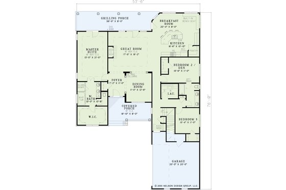 Floor Plan - Main Floor for Traditional House Plan #17-1122 - 3 bed, 2 bath