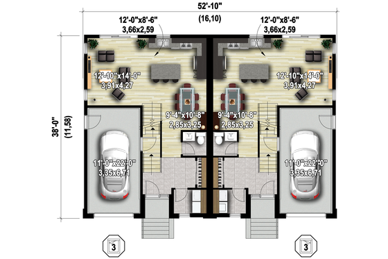 Floor Plan - Main Floor 1 for Contemporary House Plan #25-4611 - 6 bed, 4 bath