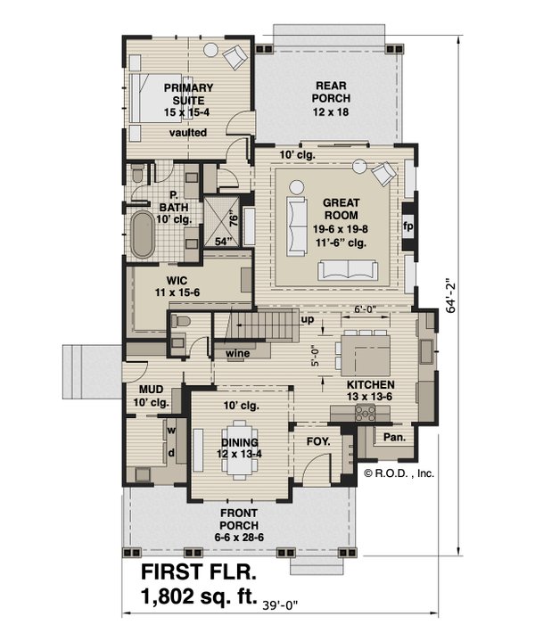 Home Plan - Floor Plan - Main Floor for Traditional House Plan #51-1563 - 3 bed, 3.5 bath