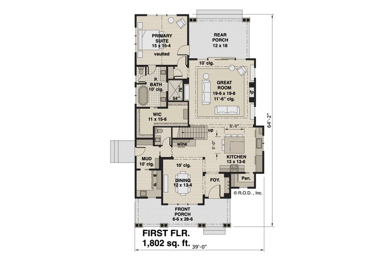 Home Plan - Floor Plan - Main Floor for Traditional House Plan #51-1563 - 3 bed, 3.5 bath
