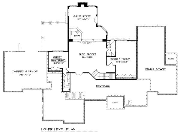 Home Plan - Traditional Floor Plan - Lower Floor Plan #70-557