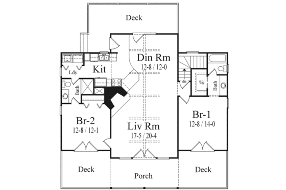 Floor Plan - Main Floor for Contemporary House Plan #71-101 - 2 bed, 2 bath